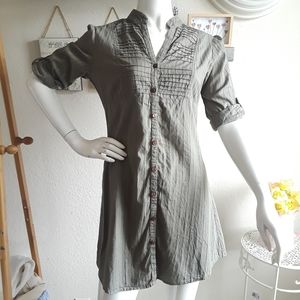 Green military mini dress buttons down Small-M